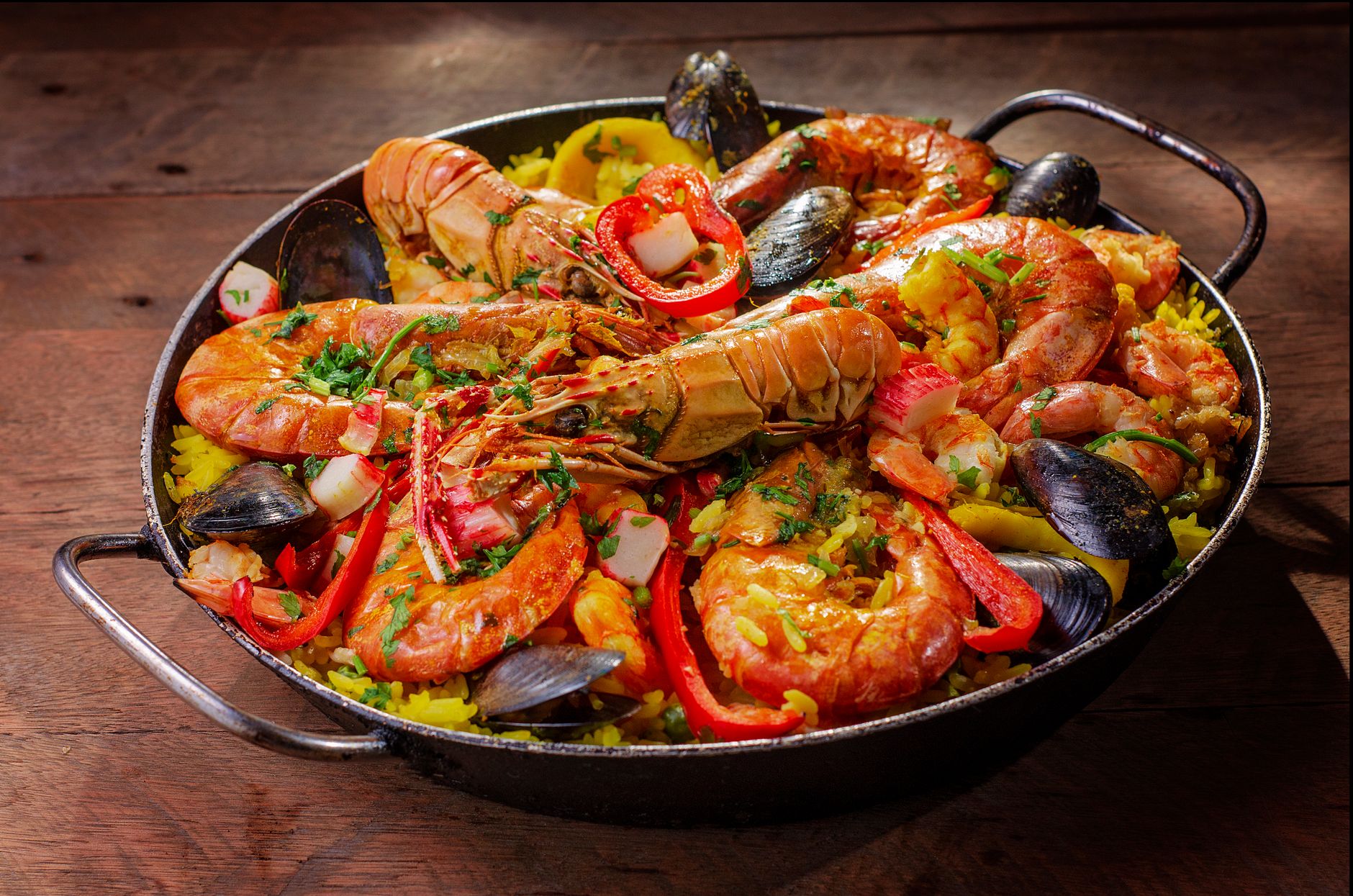 A plate of fresh local seafood served near the water in Mallorca